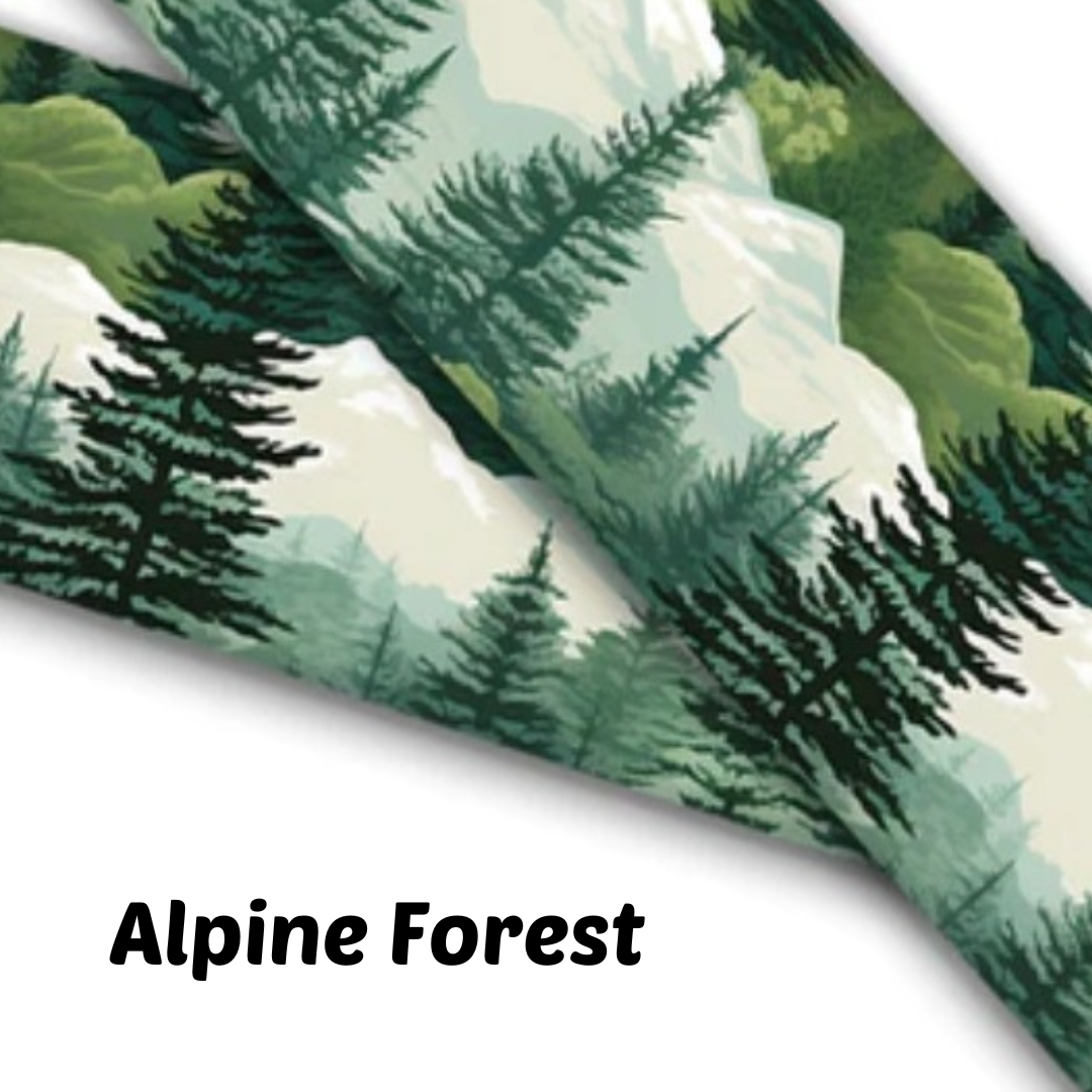 1" Wide Alpine Forest Printed BioThane® Quick Release Taper Down Collar