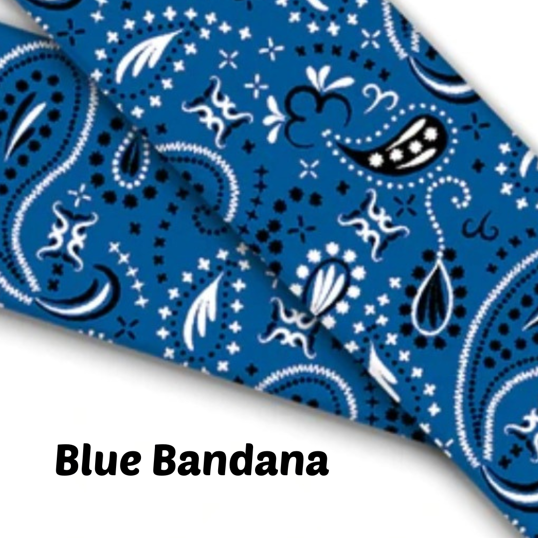1" Wide Blue Bandana Printed BioThane® Quick Release Taper Down Collar
