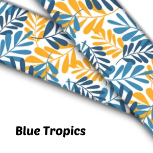 1.5" Wide Blue Tropics Printed BioThane® Quick Release Taper Down Collar