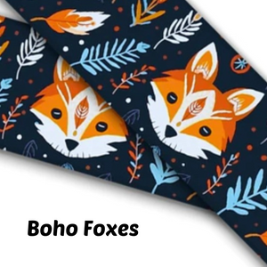 1" Wide Boho Foxes Printed BioThane® Quick Release Taper Down Collar