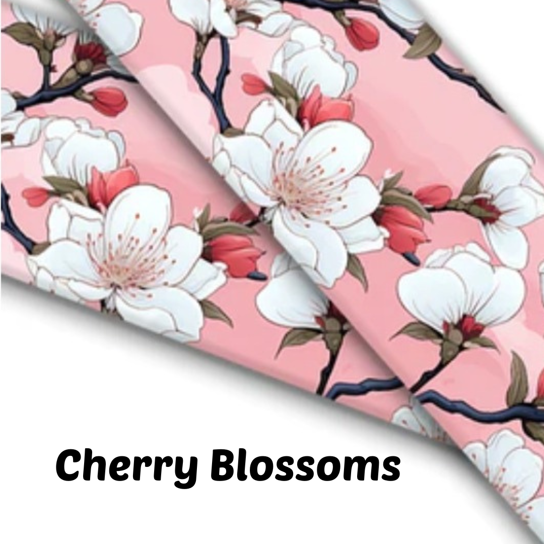 1" Wide Cherry Blossom Printed BioThane® Quick Release Taper Down Collar
