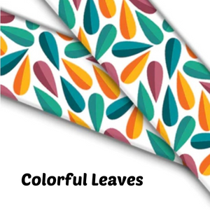 1.5" Wide Colorful Leaves Printed BioThane® Quick Release Taper Down Collar