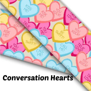 1.5" Wide Conversation Hearts Printed BioThane® Quick Release Taper Down Collar