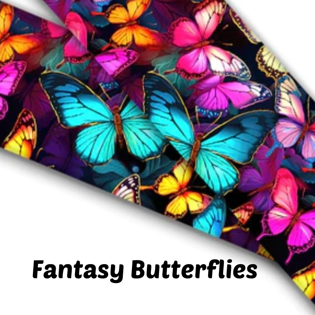 1" Wide Fantasy Butterflies Printed BioThane® Quick Release Taper Down Collar