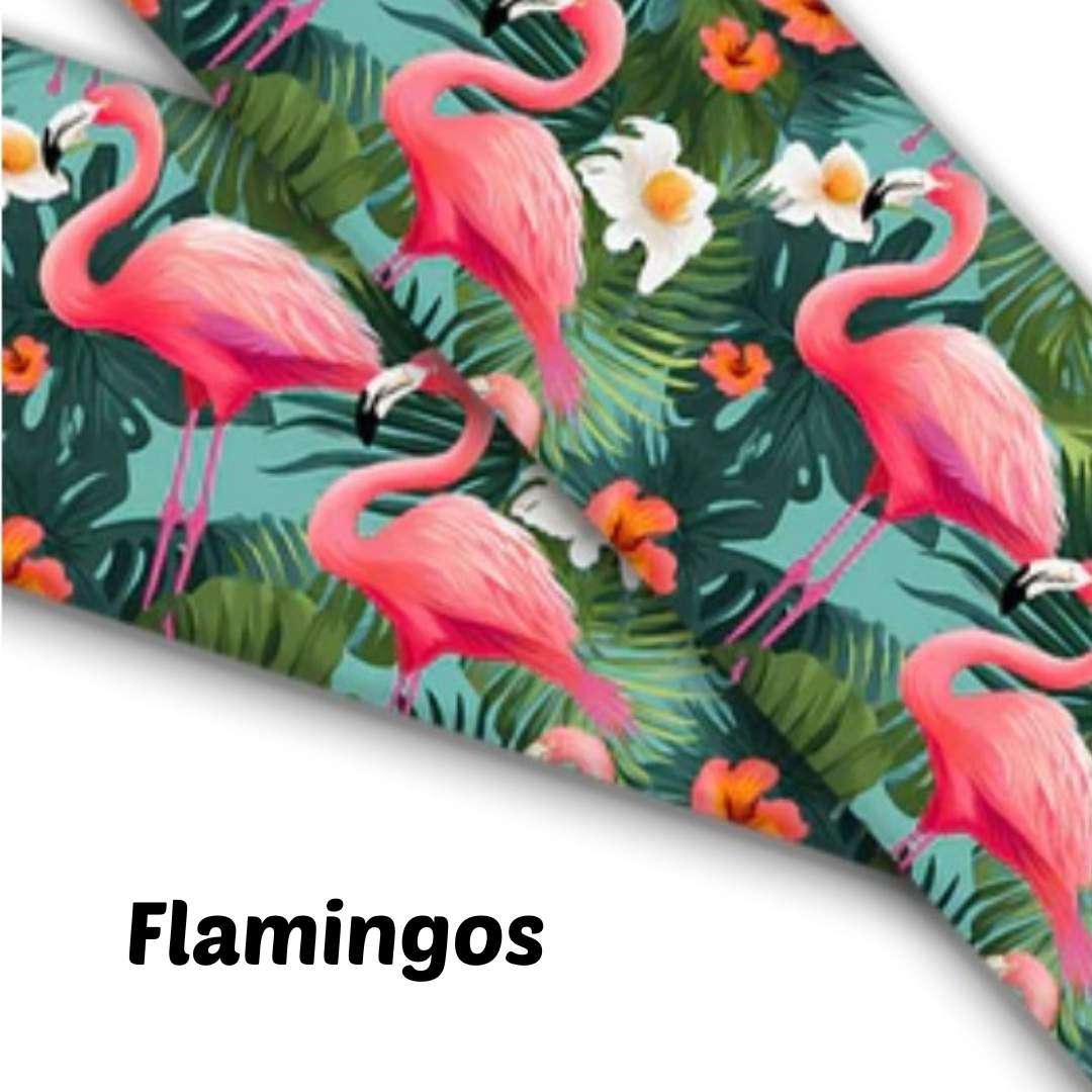 1.5" Wide Flamingos Printed BioThane® Quick Release Taper Down Collar