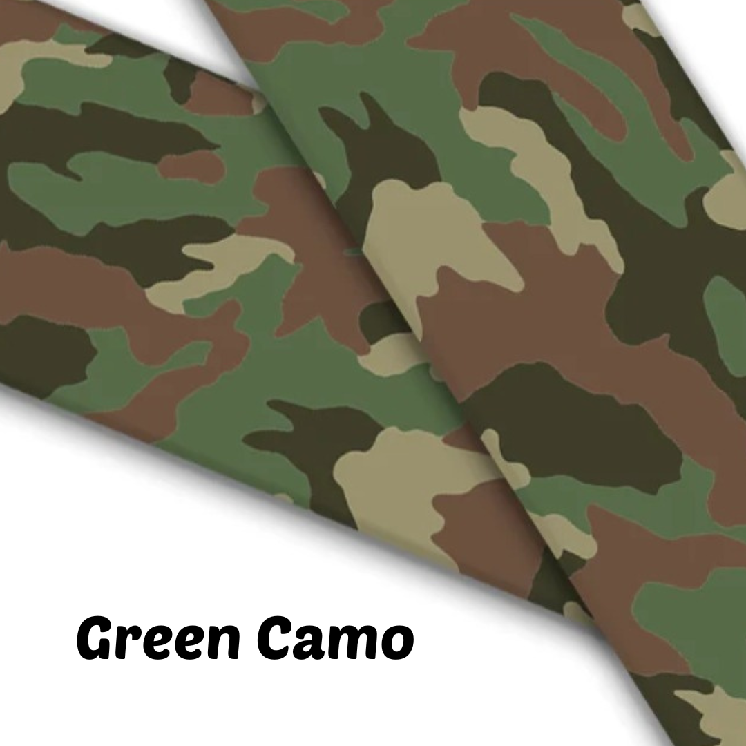 1.5" Wide Green Camo Printed BioThane® Quick Release Taper Down Collar