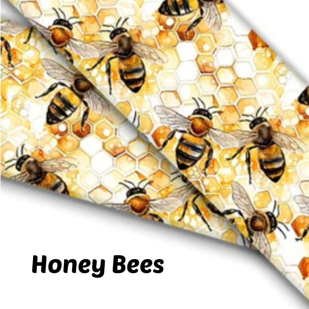 1" Wide Honey Bees Printed BioThane® Quick Release Taper Down Collar