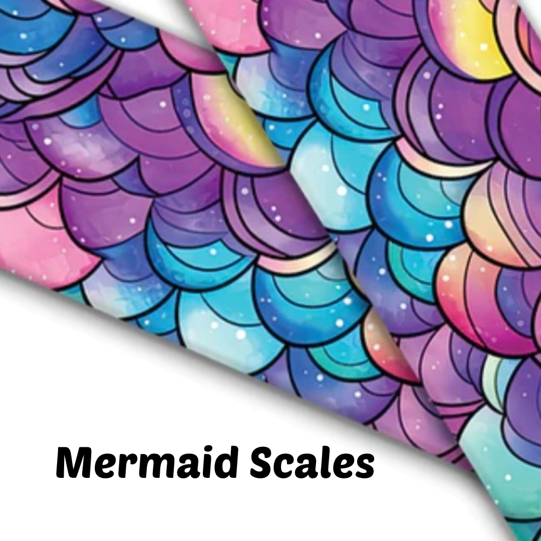 1.5" Wide Mermaid Printed BioThane® Quick Release Taper Down Collar
