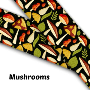 1" Wide Mushroom Printed BioThane® Quick Release Taper Down Collar
