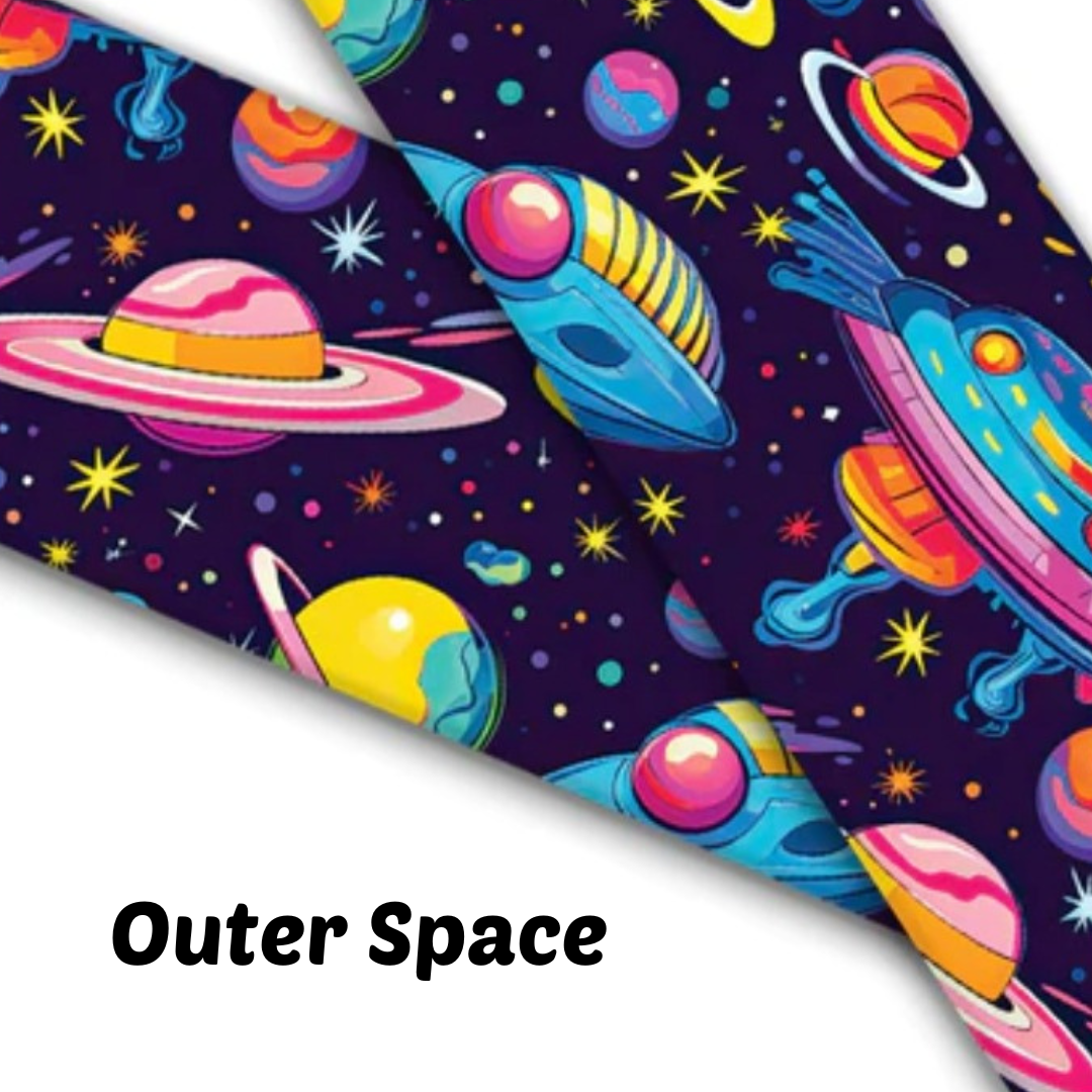 1" Wide Outer Space Printed BioThane® Quick Release Taper Down Collar