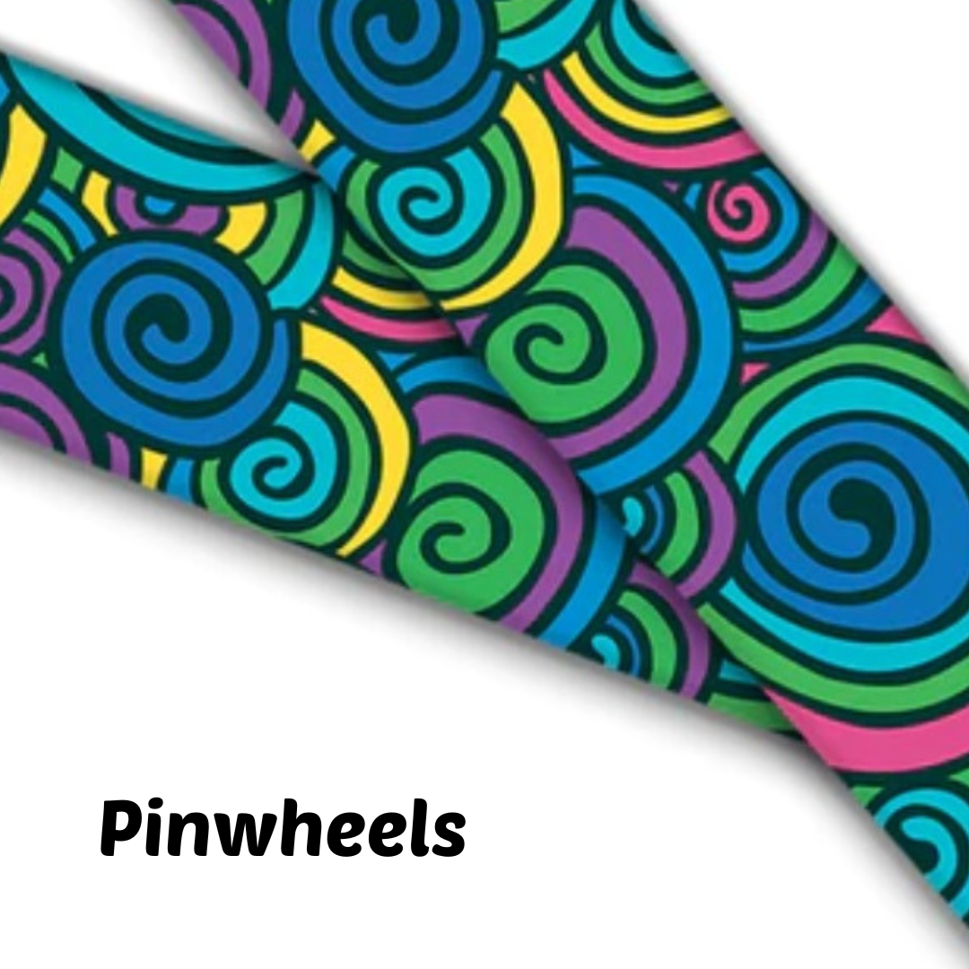 1.5" Wide Pinwheels Printed BioThane® Quick Release Taper Down Collar