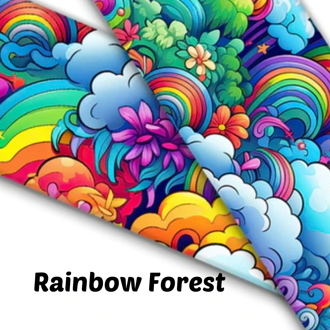 1" Wide Rainbow Forest Printed BioThane® Quick Release Taper Down Collar