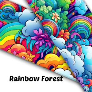 1.5" Wide Rainbow Florest Printed BioThane® Quick Release Taper Down Collar
