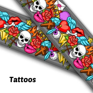 1.5" Wide Tattoo Printed BioThane® Quick Release Taper Down Collar