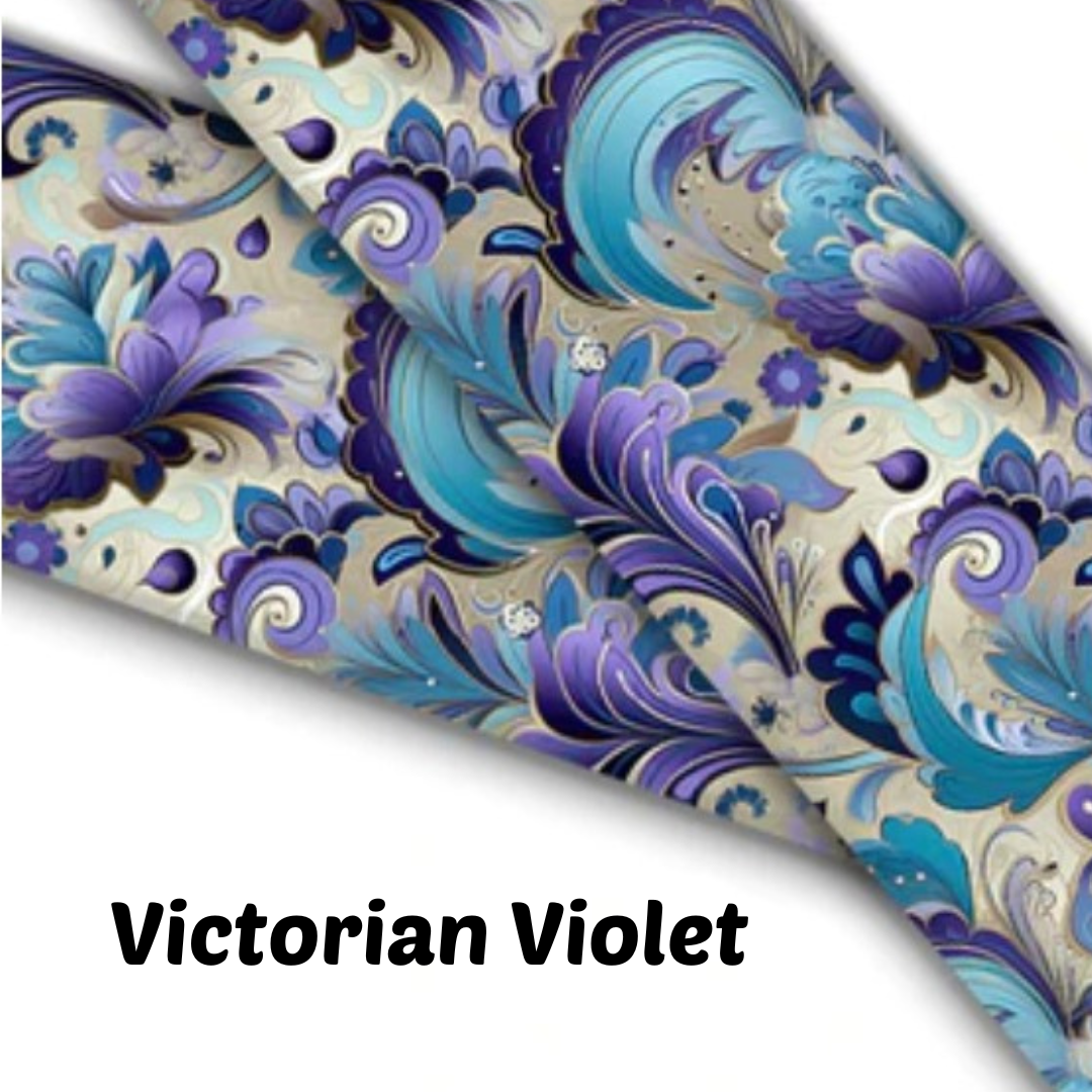 1.5" Wide Victorian Violet Printed BioThane® Quick Release Taper Down Collar
