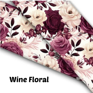 1.5" Wide Wine Floral Printed BioThane® Quick Release Taper Down Collar